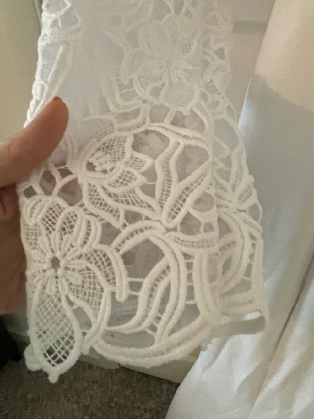 **NEW** White Lace Long-Sleeve V-Neck Dress - 6 - Picture 12 of 14